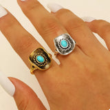 4 Piece Vintage Western Style Bull Head Rings - Trendsi - Flyclothing LLC
