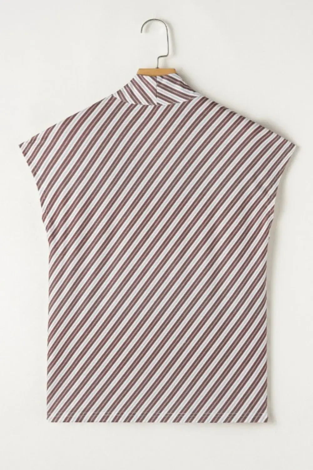 Striped V Neck Cap Sleeve Blouse - Trendsi - Flyclothing LLC