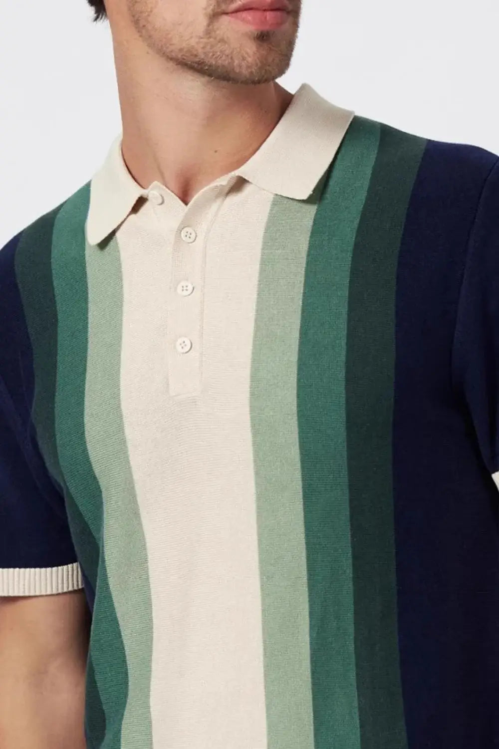 Men's Plus Size Contrast Striped Short Sleeve Polo - Trendsi - Flyclothing LLC