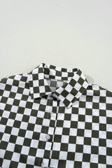 Checkered Collared Neck Long Sleeve Shirt - Trendsi - Flyclothing LLC