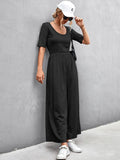 Scoop Neck Short Sleeve Jumpsuit - Trendsi