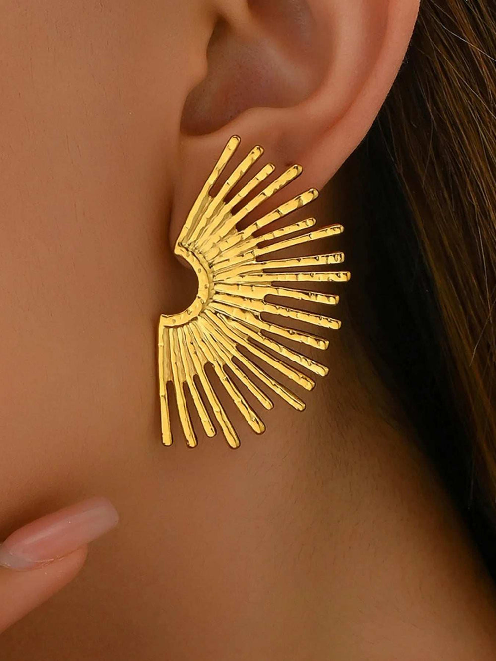 18K Gold-Plated Stainless Steel Sunburst Earrings - Trendsi - Flyclothing LLC