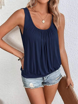 Full Size Ruched Scoop Neck Tank - Trendsi - Flyclothing LLC