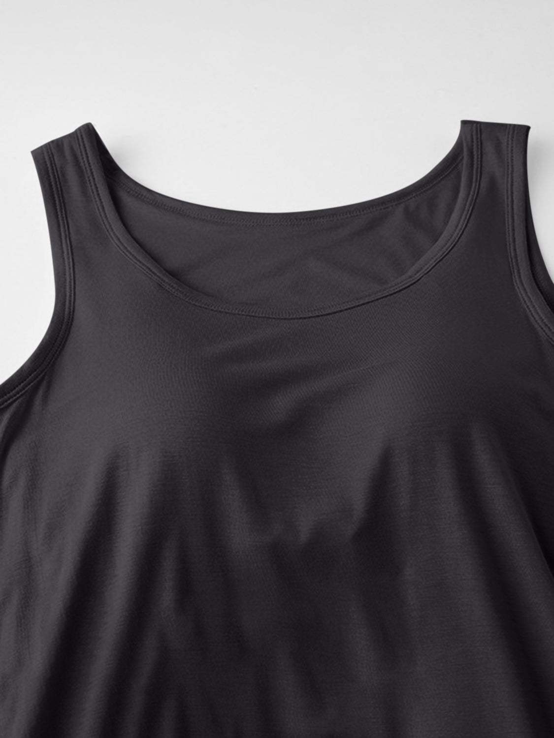 Round Neck Wide Strap Mini Tank Dress with Bra - Trendsi - Flyclothing LLC