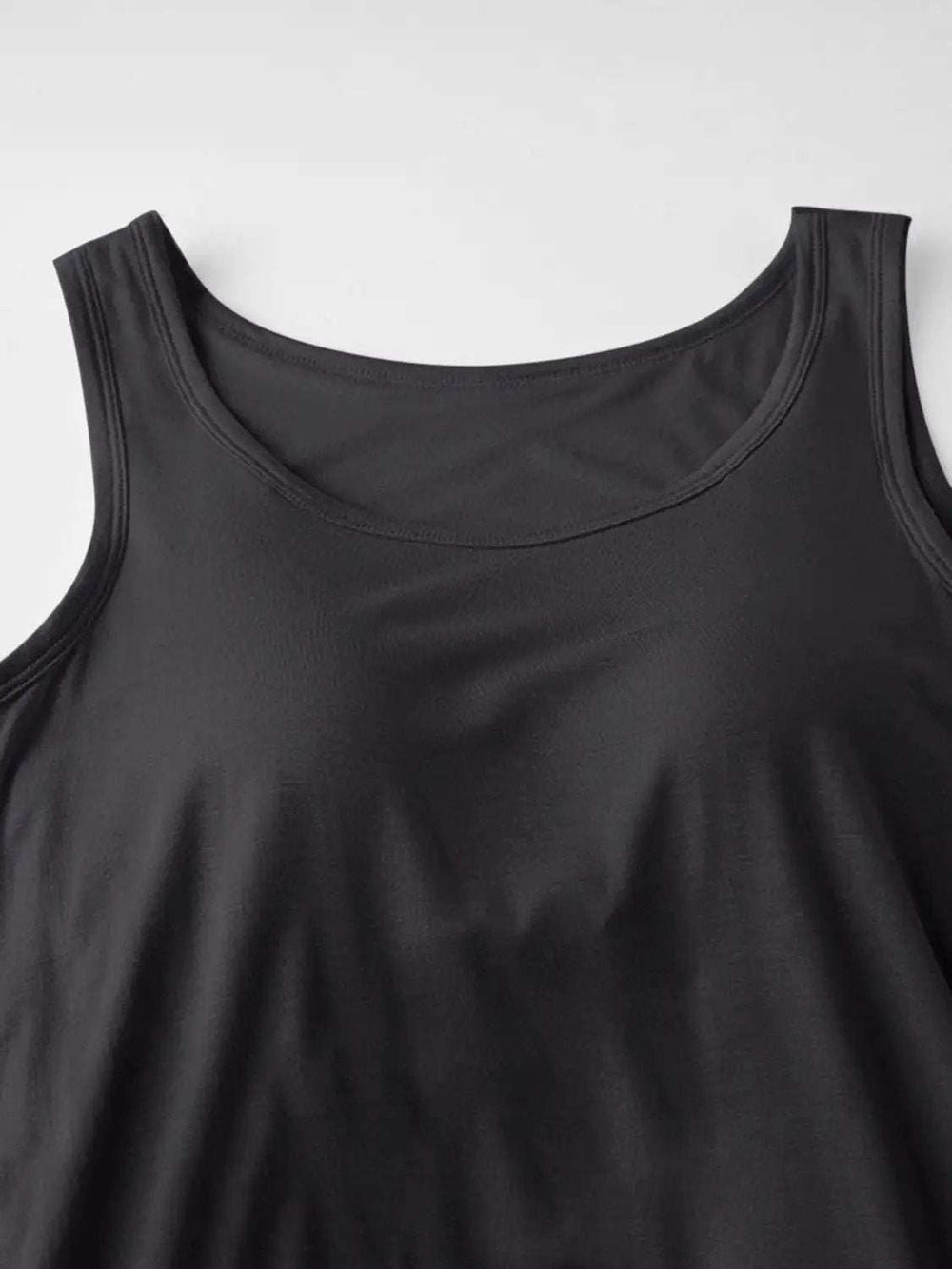 Round Neck Wide Strap Mini Tank Dress with Bra - Trendsi - Flyclothing LLC