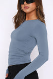Round Neck Long-Sleeve Top - Trendsi