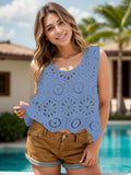 Openwork Round Neck Knit Vest - Trendsi - Flyclothing LLC