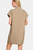 Zenana Short Sleeve Sweater Mini Dress - Trendsi