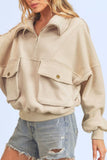 Aemi + Co Exposed Seam Half Zip Sweatshirt with Pockets - Trendsi