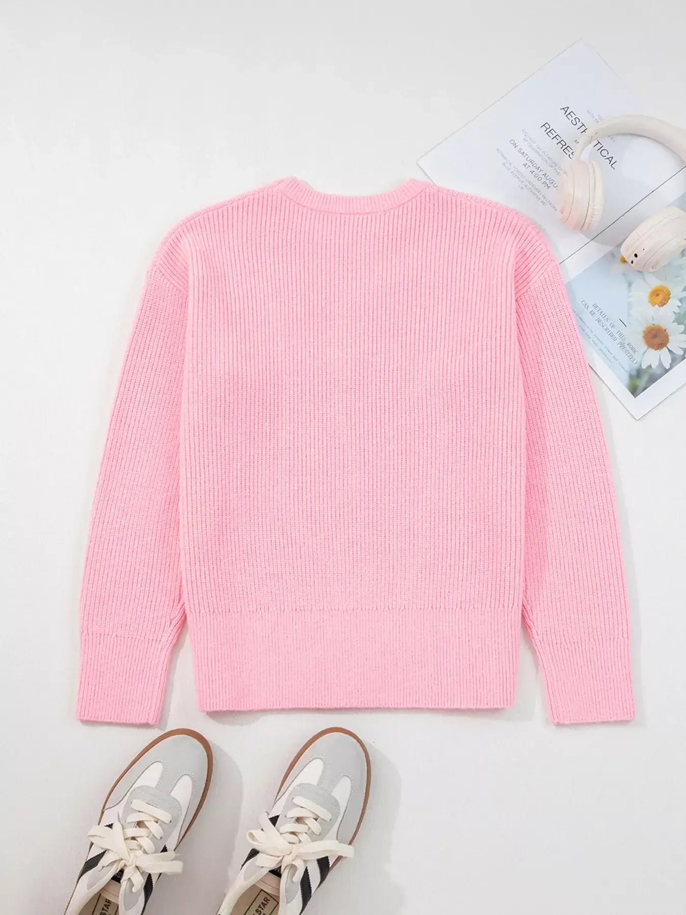 Merry Candy Cane Christmas Crew Neck Sweater - Trendsi - Flyclothing LLC
