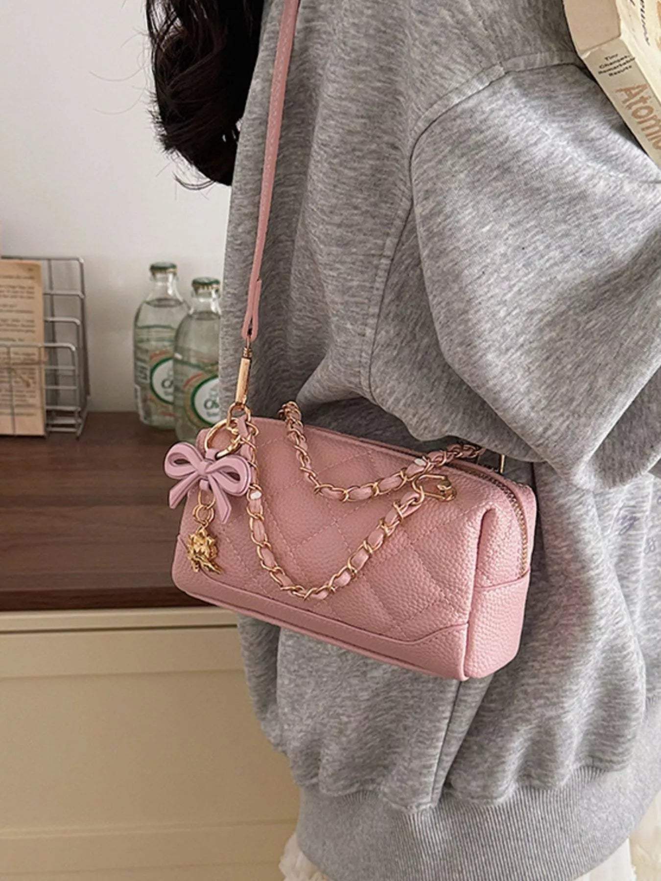 Quilted Chain Crossbody Bag - Trendsi - Flyclothing LLC