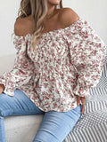 Floral Square Neck Flounce Sleeve Blouse - Trendsi - Flyclothing LLC