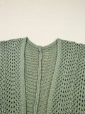 Scalloped Edge Eyelet Knit Batwing Sleeve Cardigan - Trendsi - Flyclothing LLC