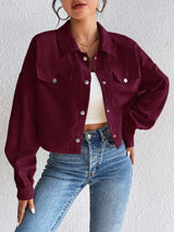 Snap Down Long Sleeve Jacket - Trendsi - Flyclothing LLC