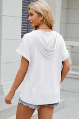 Florira Hooded Short Sleeve T-Shirt - Trendsi - Flyclothing LLC