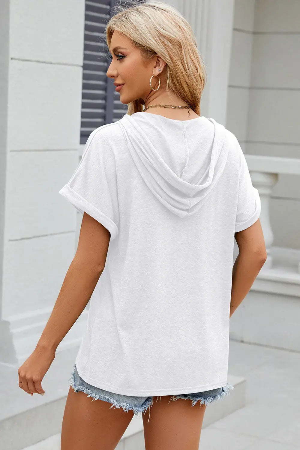 Florira Hooded Short Sleeve T-Shirt - Trendsi - Flyclothing LLC