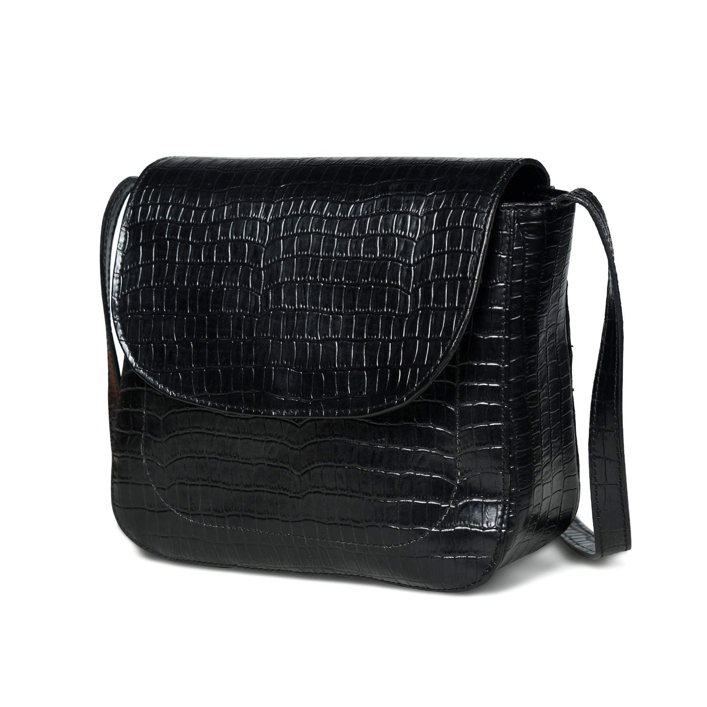 Diva Black Croco Sling Bag - Classy Leather Bags - Flyclothing LLC