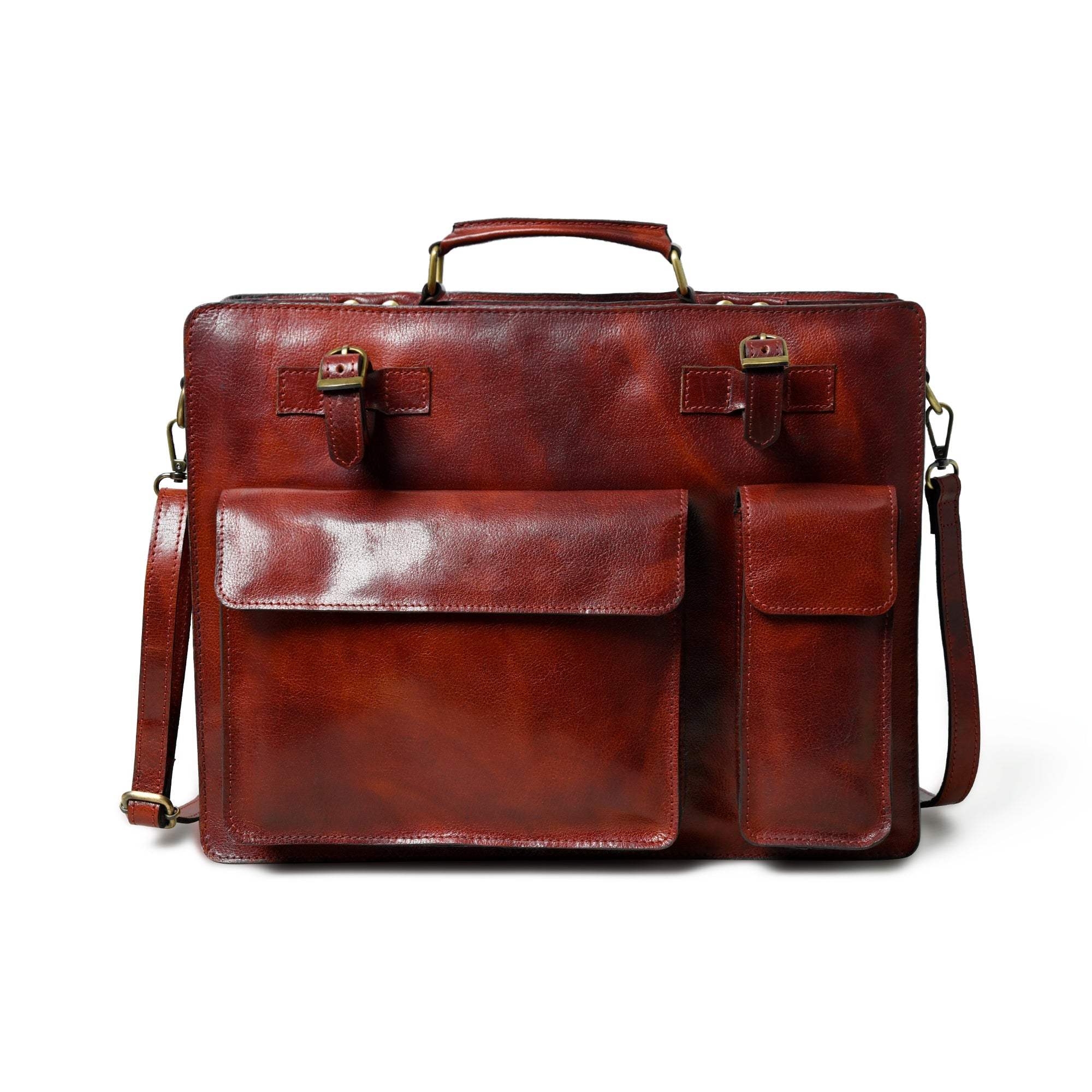 Tuscany Italian Leather Briefcase, Tan - Classy Leather Bags - Flyclothing LLC