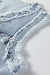 Frayed Edge Flap Pockets Denim Vest Jacket - Trendsi - Flyclothing LLC