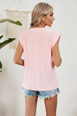 Eyelet Round Neck Tank - Trendsi - Flyclothing LLC
