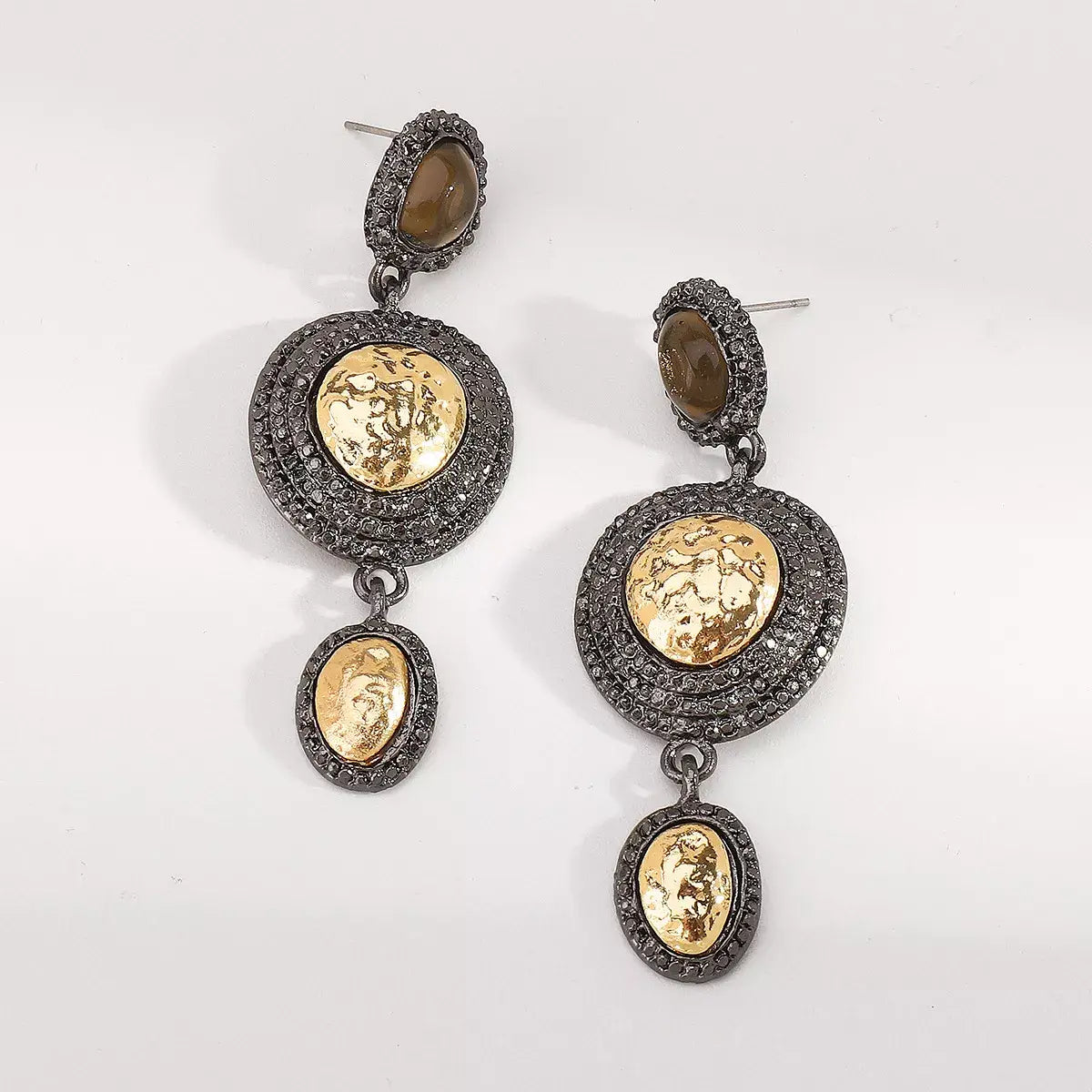 Vintage-Inspired Dangle Earrings with Gold Accents - Trendsi - Flyclothing LLC