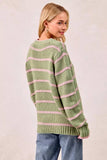 BiBi Striped Long Sleeve Sweater - Trendsi - Flyclothing LLC