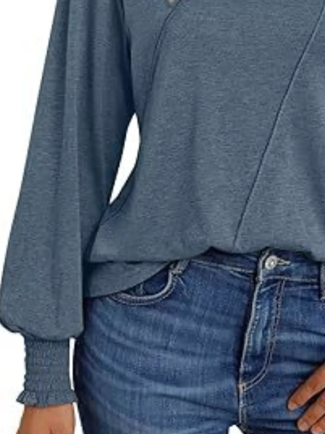 Round Neck Long Sleeve Top - Trendsi - Flyclothing LLC