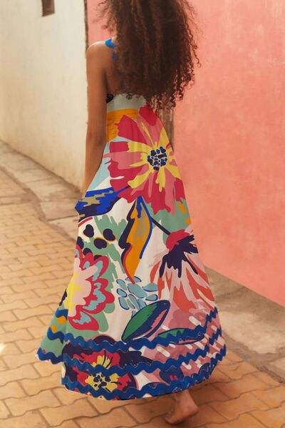 Printed Square Neck Wide Strap Dress - Trendsi - Flyclothing LLC