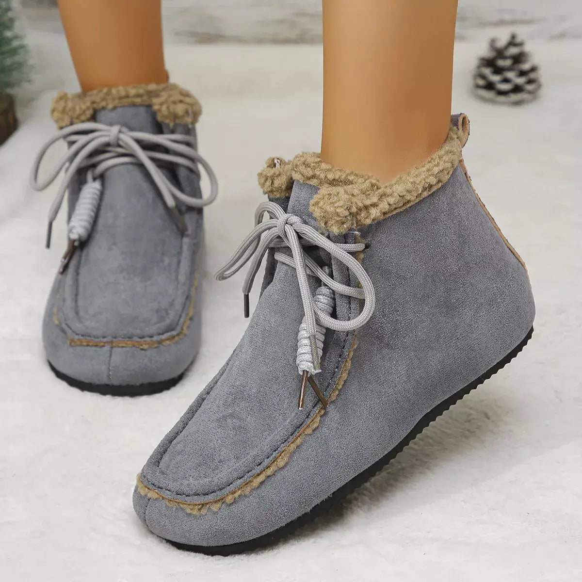 Plush Lined Ankle Boots - Trendsi - Flyclothing LLC
