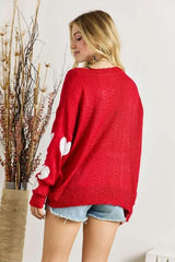 ADORA Full Size Heart V-Neck Knit Top Plus Size - Trendsi - Flyclothing LLC