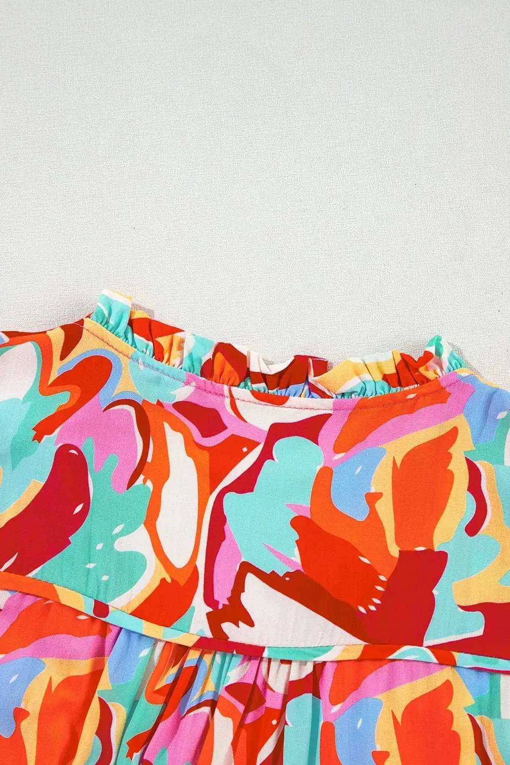 Printed Tie Neck Half Sleeve Blouse - Trendsi - Flyclothing LLC