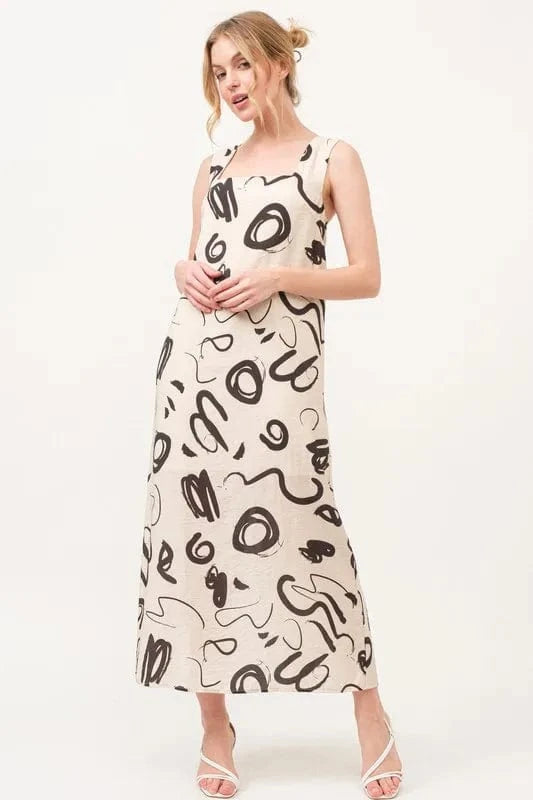 And The Why Square Neck Abstract Printed Maxi Dress - Trendsi