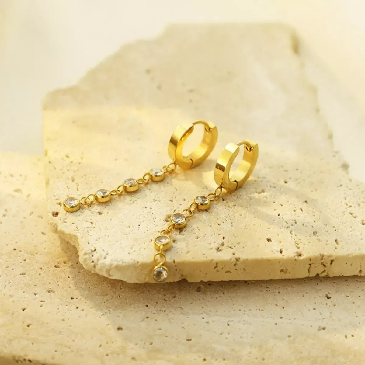 18K Gold-Plated Hoop Drop Earrings - Trendsi - Flyclothing LLC