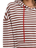 Drawstring Striped Long Sleeve Hoodie - Trendsi - Flyclothing LLC