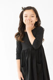 Black 3/4 Sleeve Pocket Twirl Dress - Mila & Rose ®