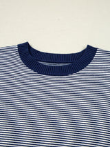 Stripe Dolman Oversize Tunic Sweater - Trendsi - Flyclothing LLC