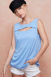 BiBi Soft Rib Knit with Cut Out Front Sleeveless Top - Trendsi - Flyclothing LLC