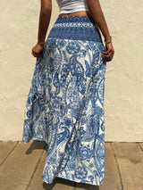 Printed Tiered Maxi Skirt - Trendsi - Flyclothing LLC