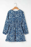 Printed Tie Neck Long Sleeve Dress - Trendsi - Flyclothing LLC