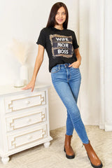 Simply Love WIFE MOM BOSS Leopard Graphic T-Shirt - Trendsi - Flyclothing LLC