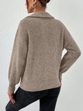 Honey Half Zip Dropped Shoulder Sweater - Trendsi - Flyclothing LLC