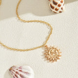 18K Gold-Plated Sunburst Pendant Necklace - Trendsi - Flyclothing LLC