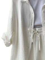 Textured Button Up Shirt and Shorts Set - Trendsi - Flyclothing LLC