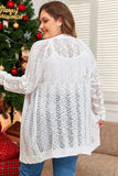 Plus Size Openwork Open Front Long Sleeve Cardigan - Trendsi - Flyclothing LLC