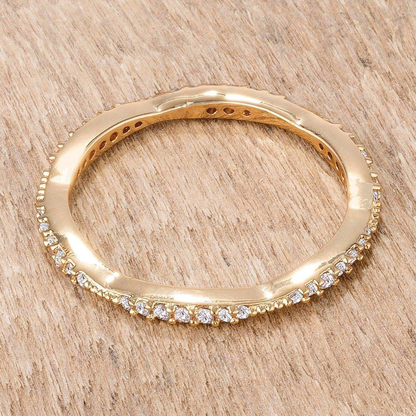 .42Ct Dainty 18k Gold Plated Micro Pave CZ Stackable Eternity Ring - JGI - Flyclothing LLC