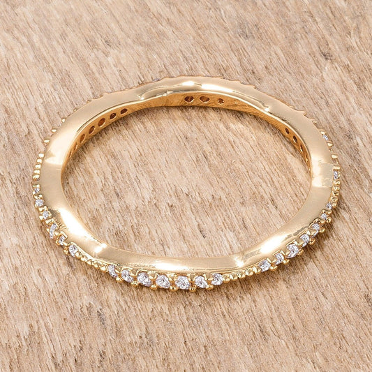.42Ct Dainty 18k Gold Plated Micro Pave CZ Stackable Eternity Ring - JGI