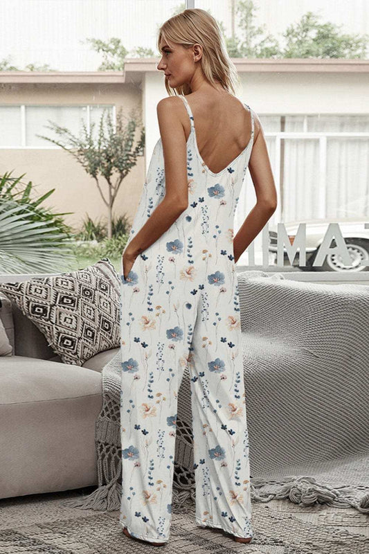 Printed Spaghetti Strap Jumpsuit - Trendsi - Flyclothing LLC