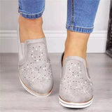 Rhinestone Wedge Slip-Ons - Trendsi