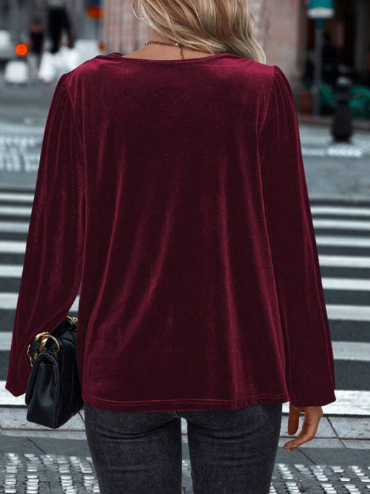Lovelet Cowl Neck Long Sleeve Blouse - Trendsi