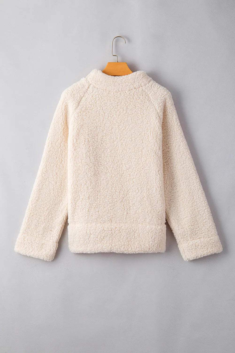 Turtleneck Long Sleeve Slit Fleece Sweatshirt - Trendsi - Flyclothing LLC